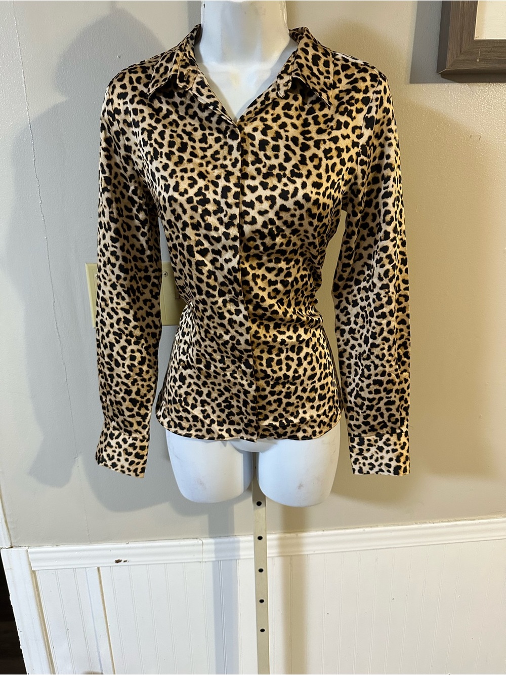 a new day Leopard Print Button-Up Blouse - Beige and Black